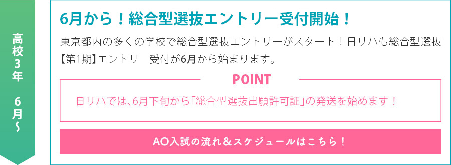 6／1から！総合型選抜（旧AO入試）エントリー受付開始！